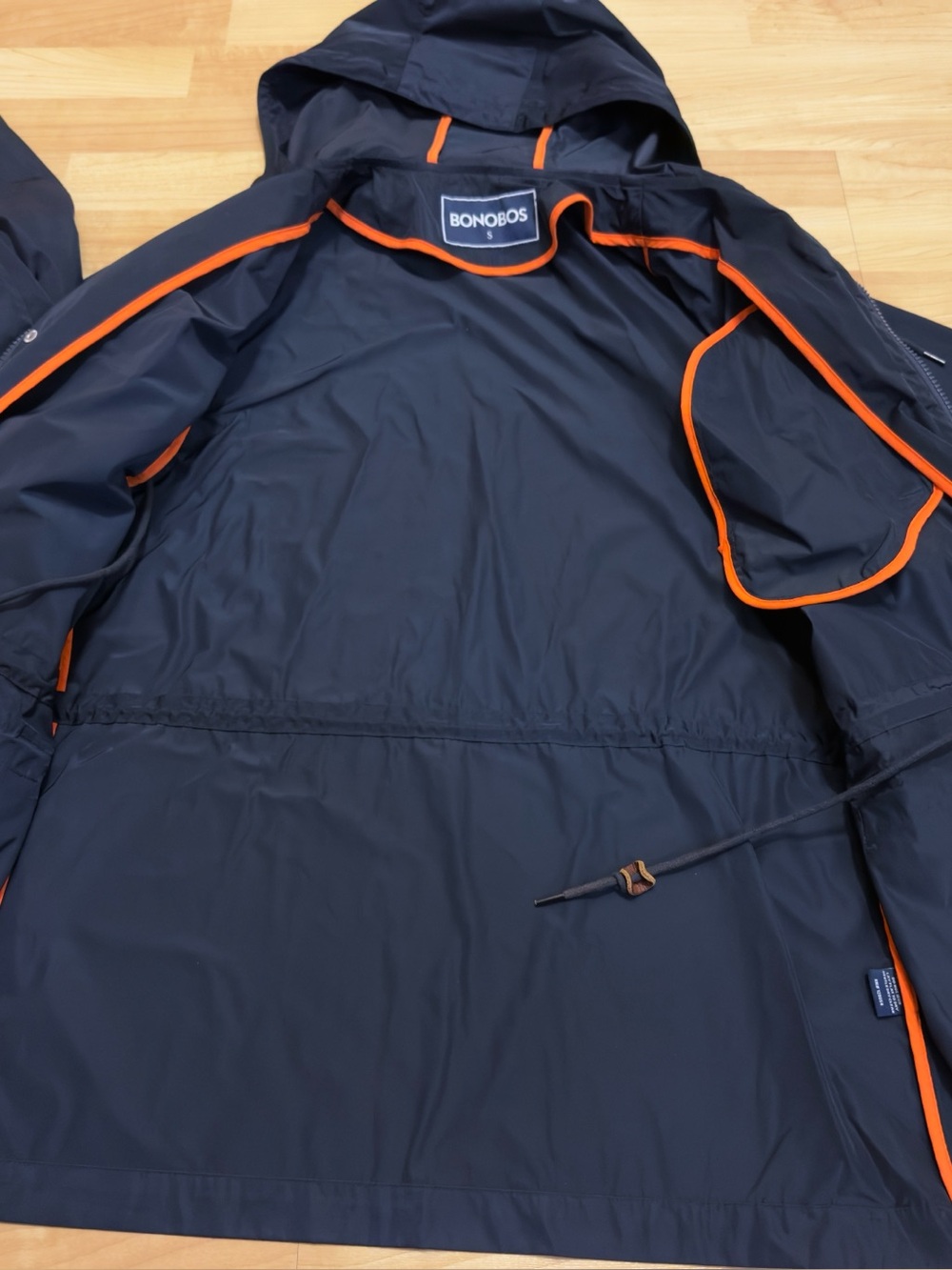 Men's Bonobos Navy Blue Nylon Rain Coat Jacket Size Small - Picture 4 of 9
